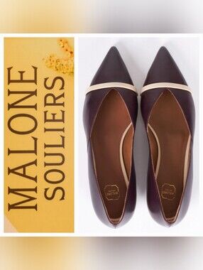 Malone Souliers Colette Brown Leather Flats Chocolate/butter Sz 38.5 US 8-8½